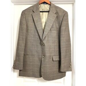 Meeting Street Men46R Blazer Lambswool Cashmere Houndstooth Sport Coat Tan Brown